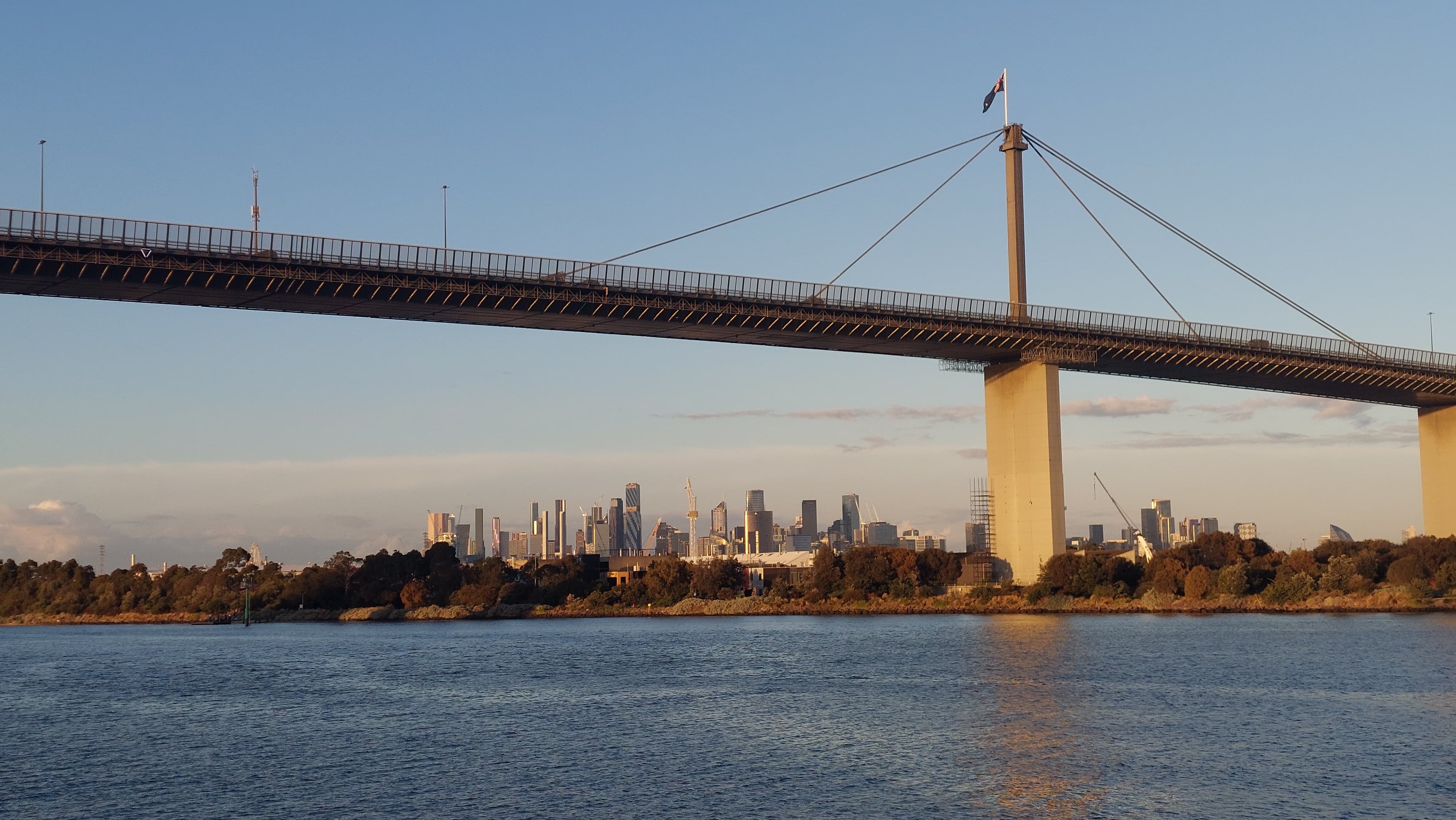 West Gate Bridge and Melbourne skyline across the water