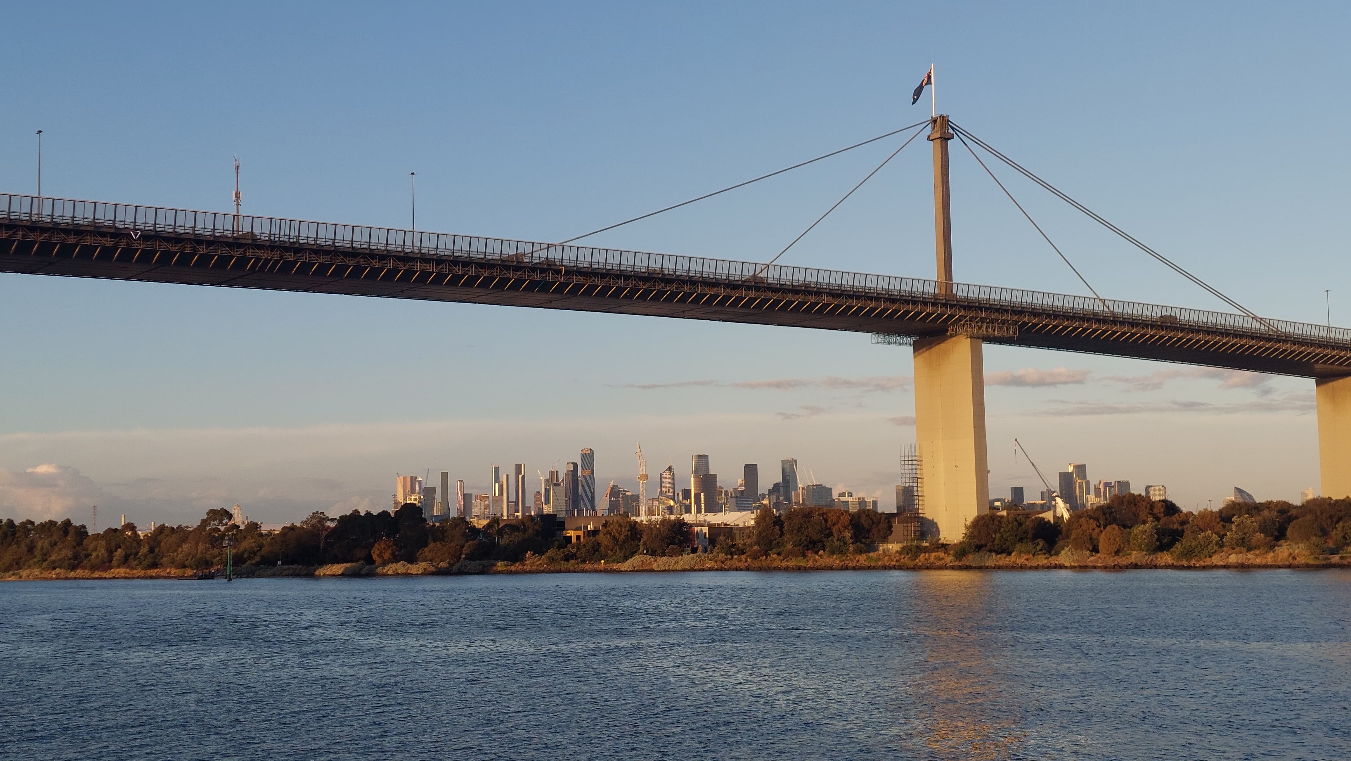 West Gate Bridge and Melbourne skyline across the water